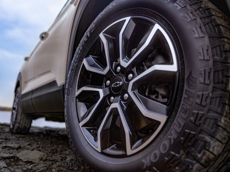 Grey Chevrolet SUV rim close up